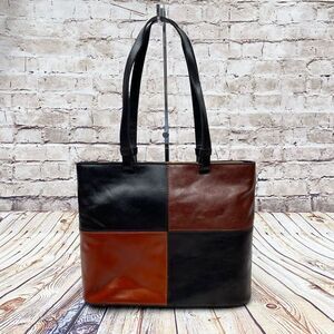 Patricia Nash Braden Tote Colorblock Black Tan Leather NWT Dust Bag
